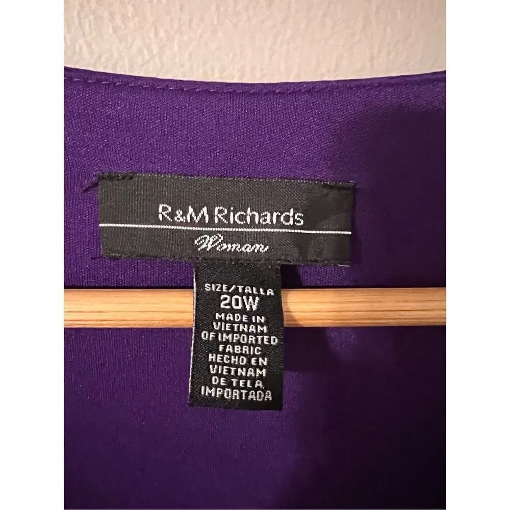 R&M Richards Women's 20W Faux Wrap Cocktail Dress Royal Purple Semi Formal Party - Picture 10 of 11